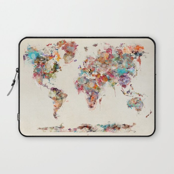 Society6 Accessories - Society 6 World Map Watercolor Deux Laptop Sleeve
